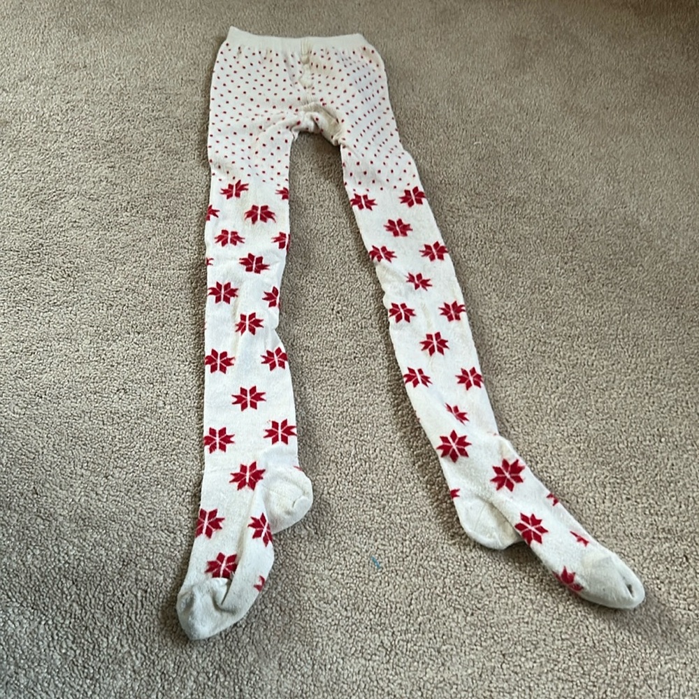 Cute holiday red snowflake tights